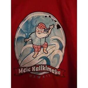 Hawaii  Mele Kalikimaka Short Sleeve  5xl Excellent Red Surfing Christmas A105